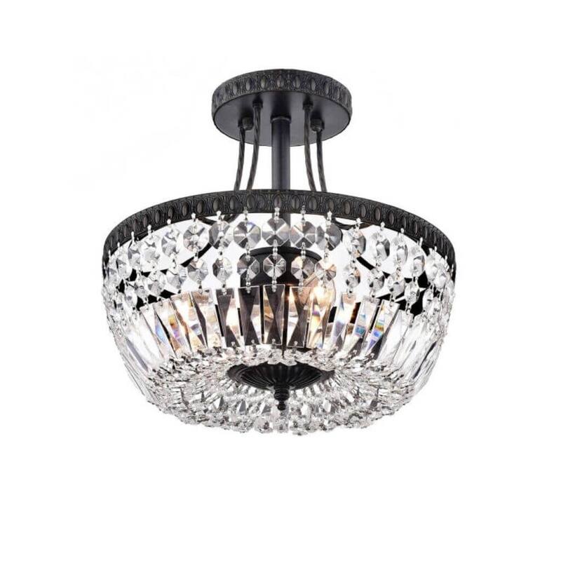 Jessica Crystal Basket 3-light Semi-Flush Mount Chandelier