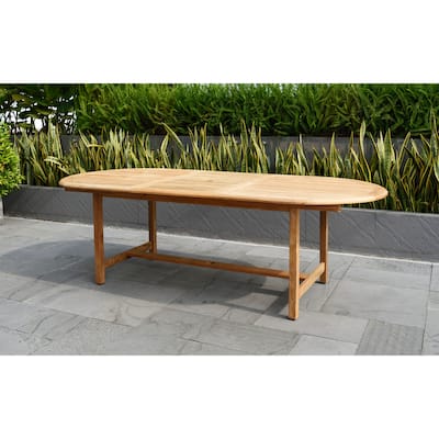 Amazonia Leble Outdoor Solid Teak Oval Patio Dining Table
