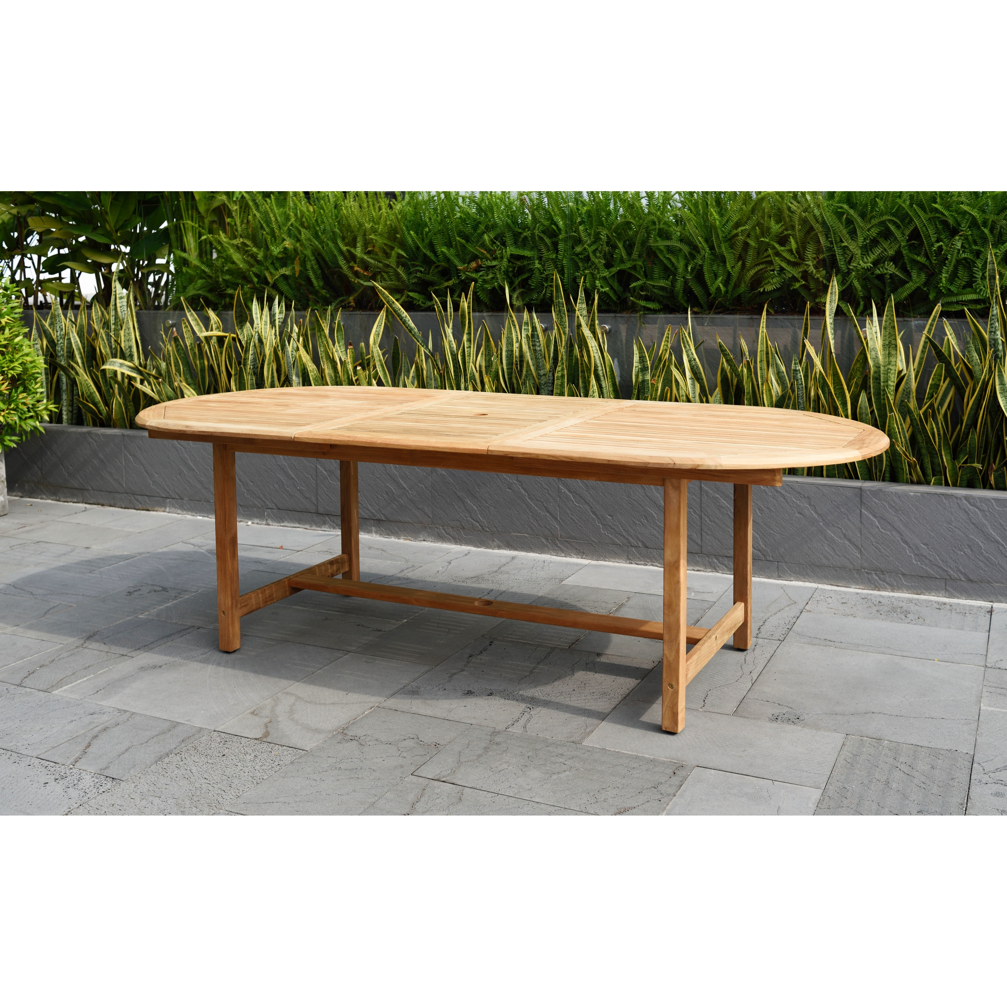 Amazonia Leble Outdoor Solid Teak Oval Patio Dining Table