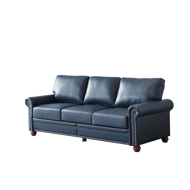 Classic Living Room Nails Sofa Faux Leather