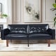 preview thumbnail 1 of 31, 68 in. Soft Convertible Sofa Bed with Adjustable Backrest and Solid Wood Legs Black-Smooth PU
