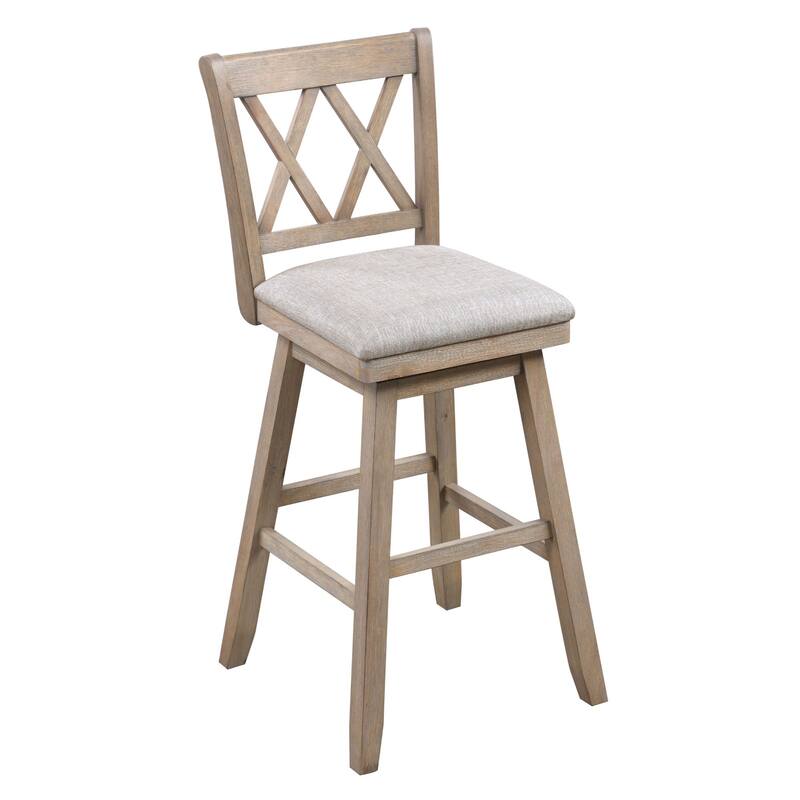 42.5" Brown High Double Cross Bar Stool with Swivel Seat