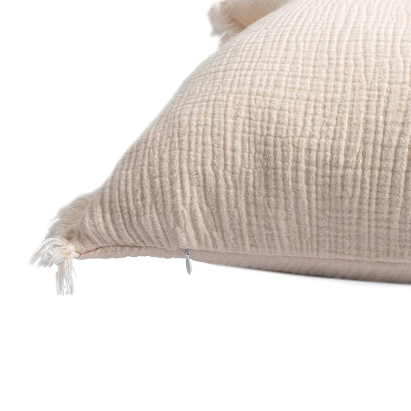 Sevita Solid Turkish Cotton Fringed Throw Pillow