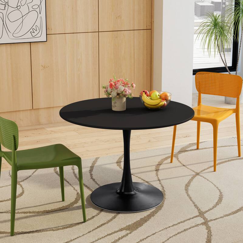 Modern Round Dining Table End Table Leisure Coffee Table with Metal Base