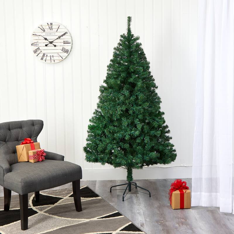 6ft Slim Pencil Christmas Tree - Realistic Artificial Holiday Tree with Metal Stand - Green - 72
