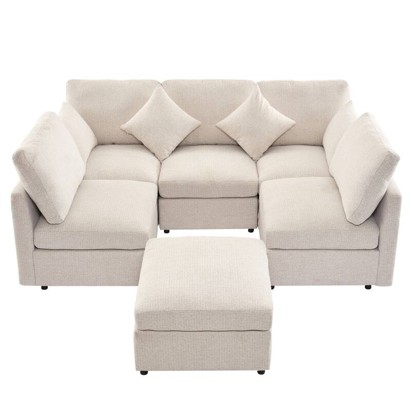 GDFStudio 85" U-shaped Sectional Modular Sofa Bed