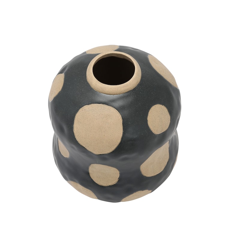 Stoneware Vase with Wax Relief Dots