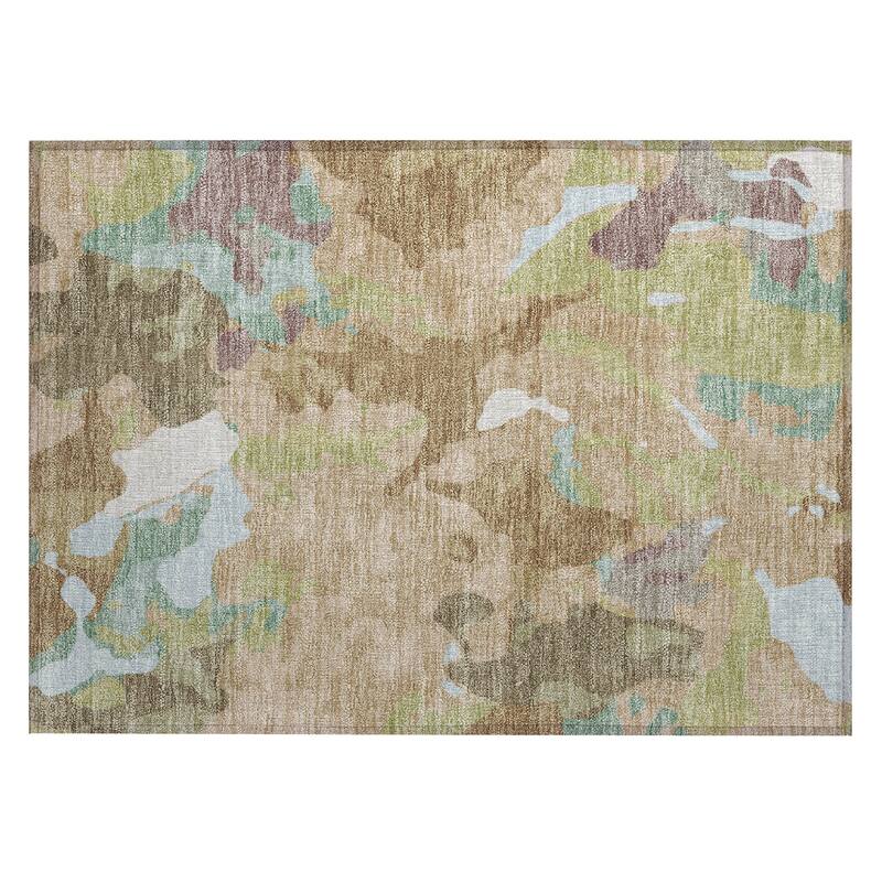 Machine Washable Indoor/Outdoor Modern Brushstrokes Chantille Rug