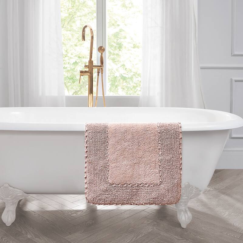 Laura Ashley Ruffle Border Pure Cotton Bath Rugs