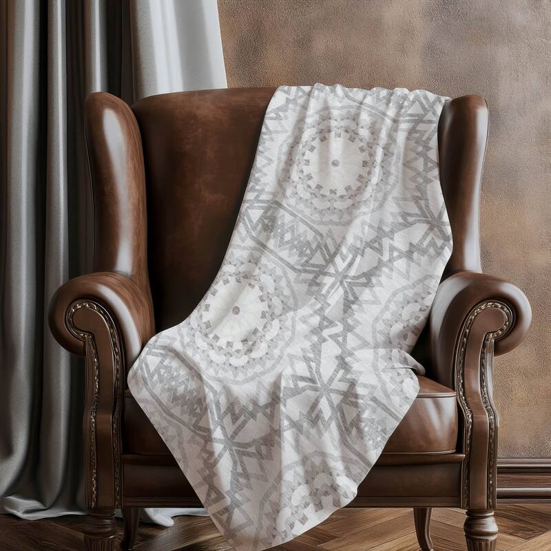 Premium Machine Washable Boho Suzani Sherpa Throw Blanket