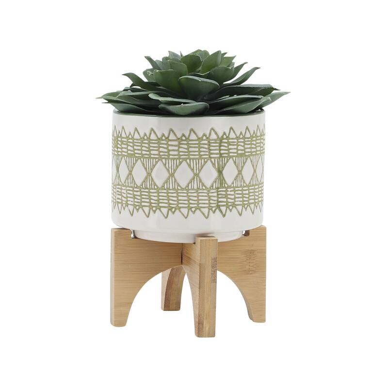 Sagebrook Home Abstract Ceramic Planter on Stand Indoor/Outdoor