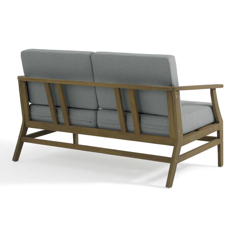 Patio Teak Wood Outdoor Loveseat Sofa with Cushions