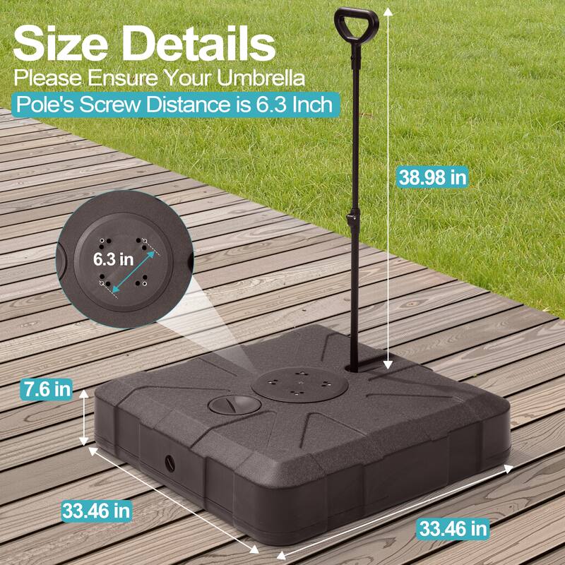 Pellebant Outdoor Patio 350LBS Cantilever Umbrella Base with Wheels and Rod