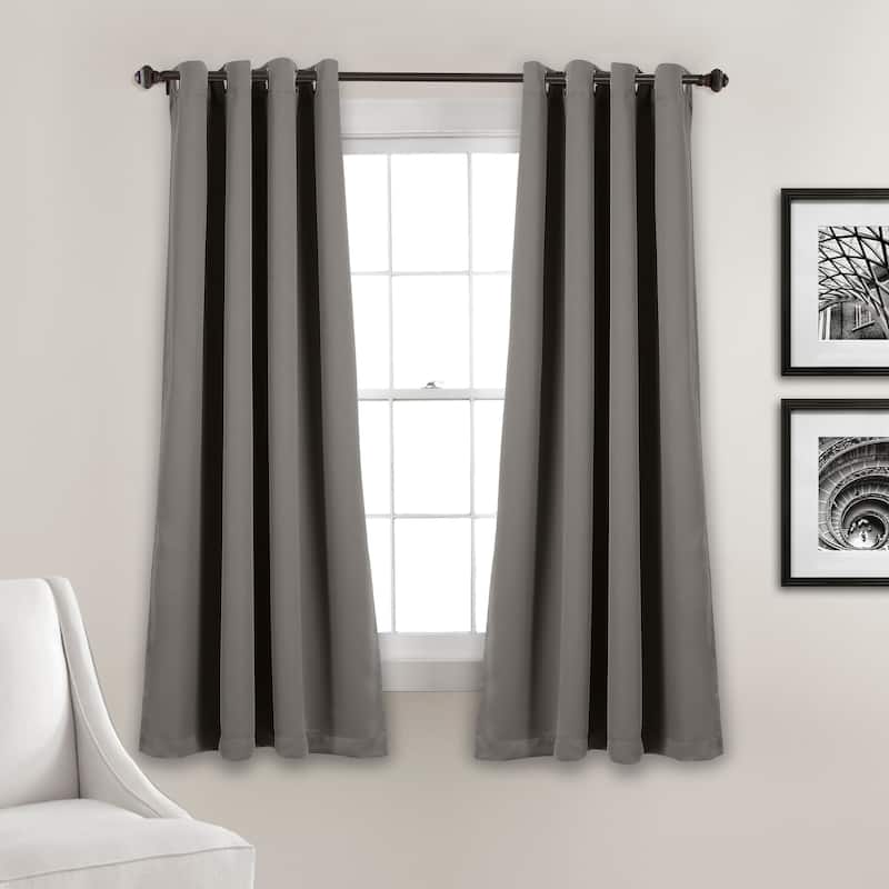Lush Decor Insulated Grommet Blackout Curtain Panel Pair - 52"W x 63"L - Dark Grey
