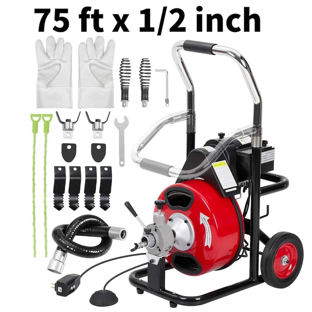 75FT 1/2 Inch Electric Drain Cleaner Machine for Sink, Toilet & Sewer