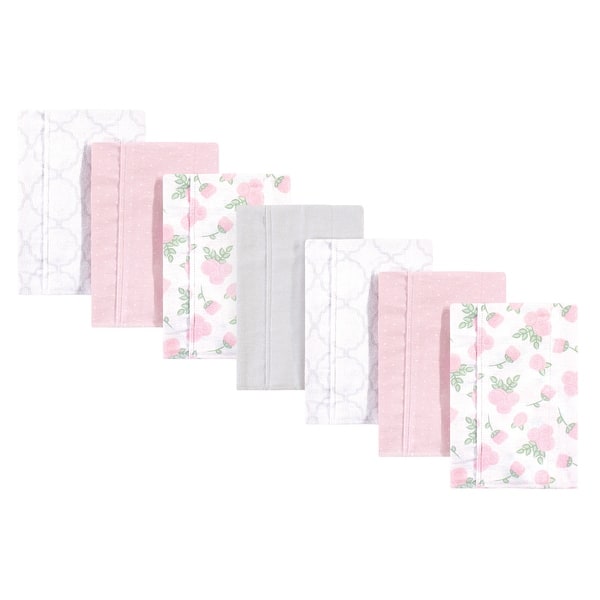 slide 1 of 1, Hudson Baby Infant Girl Cotton Flannel Burp Cloths 7pk, Pink Rose, One Size - Pink Rose - One Size One Size - Pink Rose