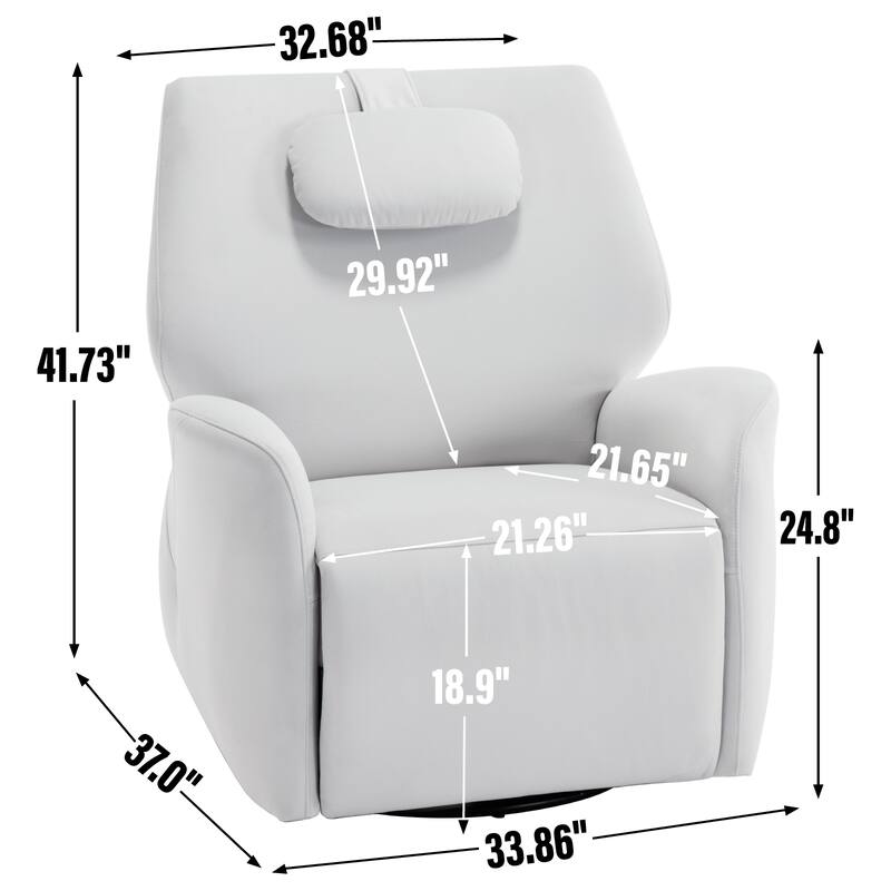 Electric Power Glider Recliner with 270° Swivel, Rocking Motion, Ergonomic Lumbar & Neck Support, Dual USB/Type-C Ports