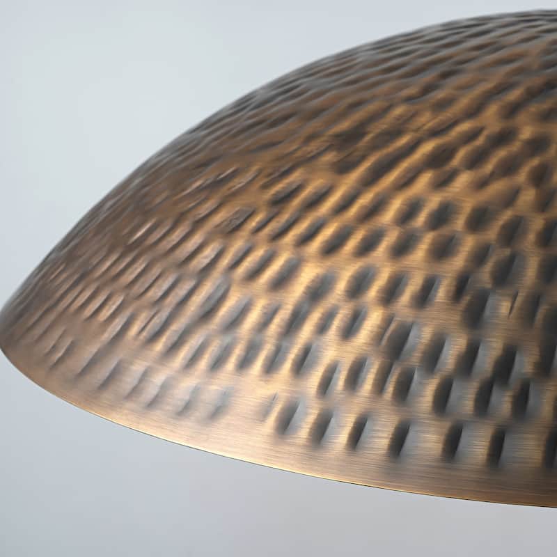 1-Light Industrial Vintage Antique Bronze Dome Pot Lid Pendant Light - 19.69 in. W x 5.91 in. H