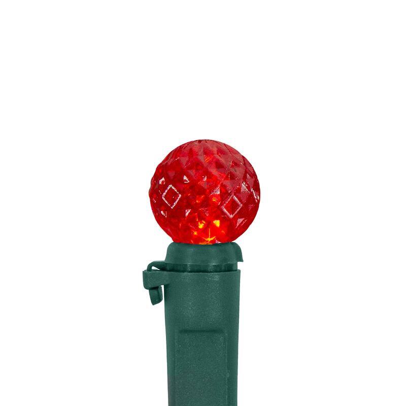 50 Count Red, Green White LED G12 Berry Christmas Lights, Green Wire