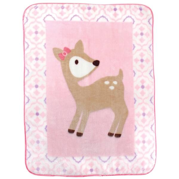 slide 1 of 1, Luvable Friends Baby Girl High Pile Plush Blanket, Deer, One Size - Deer - One Size Deer - One Size