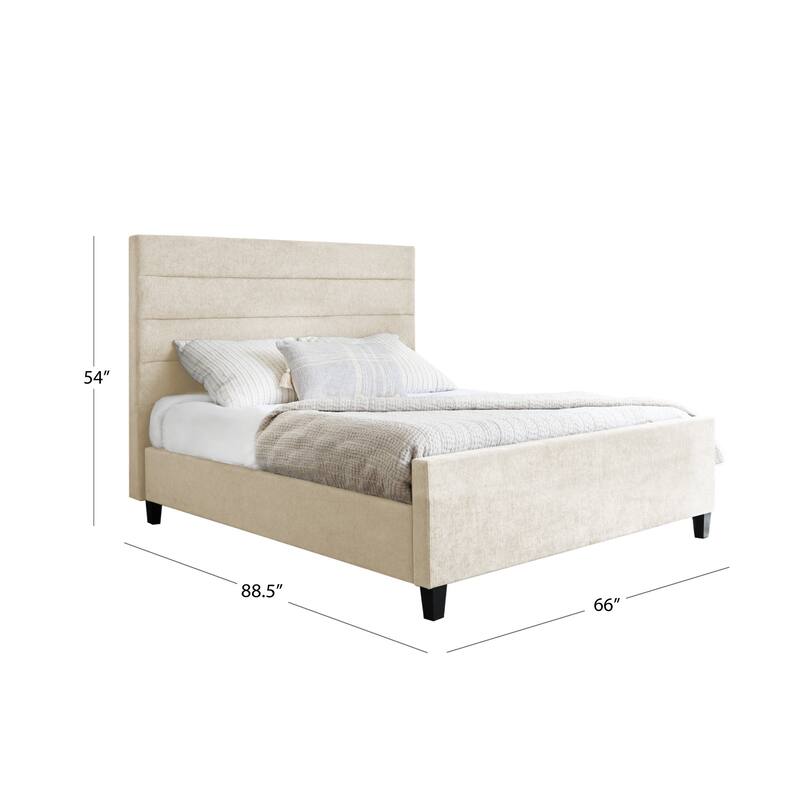 Abbyson Seneca Grey Upholstered Bed - Queen - Cream