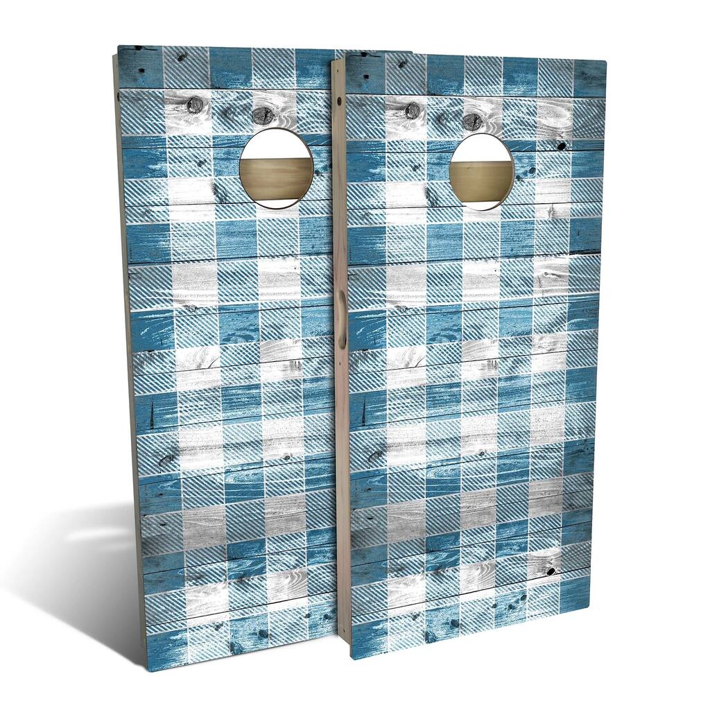 Country Living Blue Checkered Outdoor Cornhole Board Set