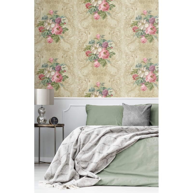 Seabrook Designs Foust Framed Floral Unpasted Wallpaper