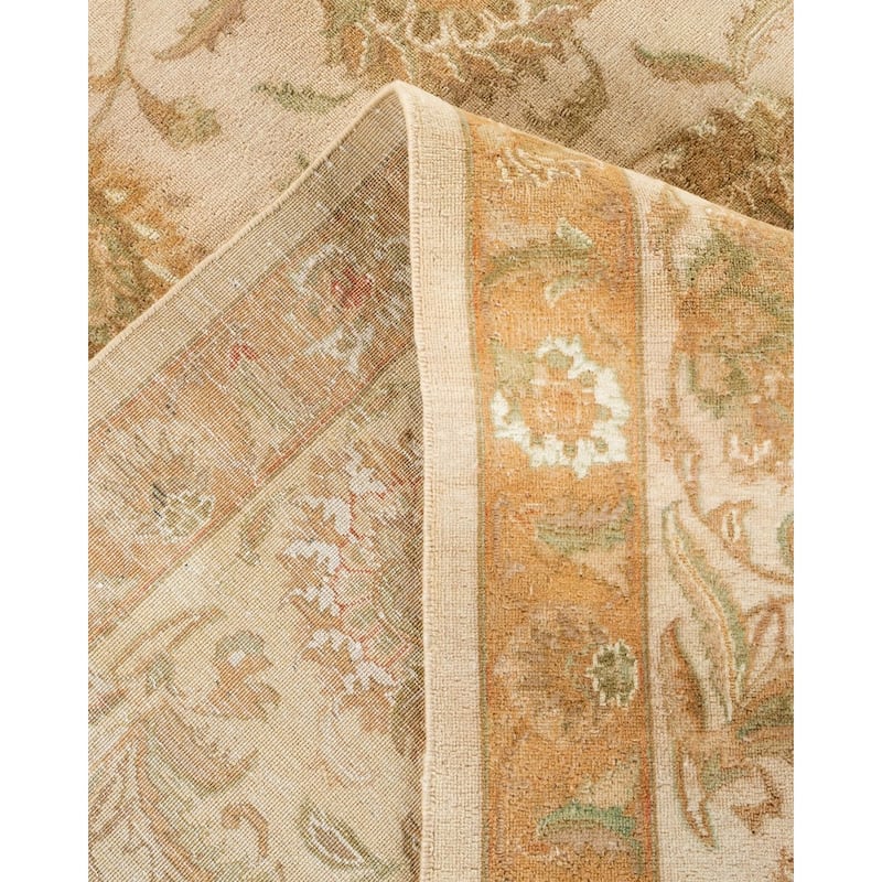 Overton Hand Knotted Wool Vintage Inspired Traditional Mogul Ivory Area Rug - 9' 3" x 12' 10"