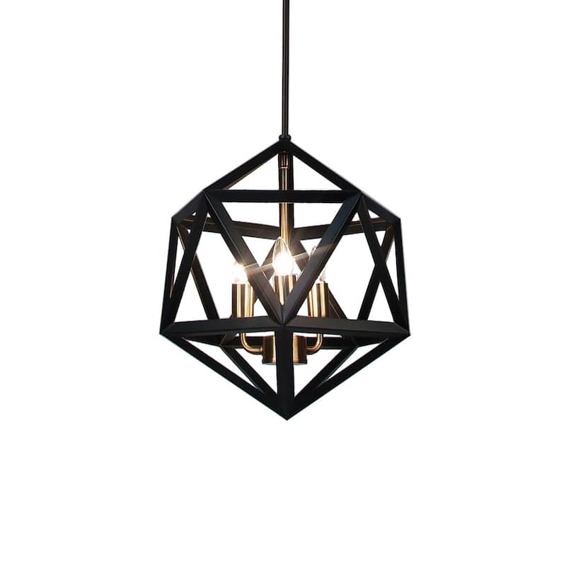 3 Light Chandelier Black Metal, Island Oasis Pendant Lighting, Dining Room & Living Room Decor - 14