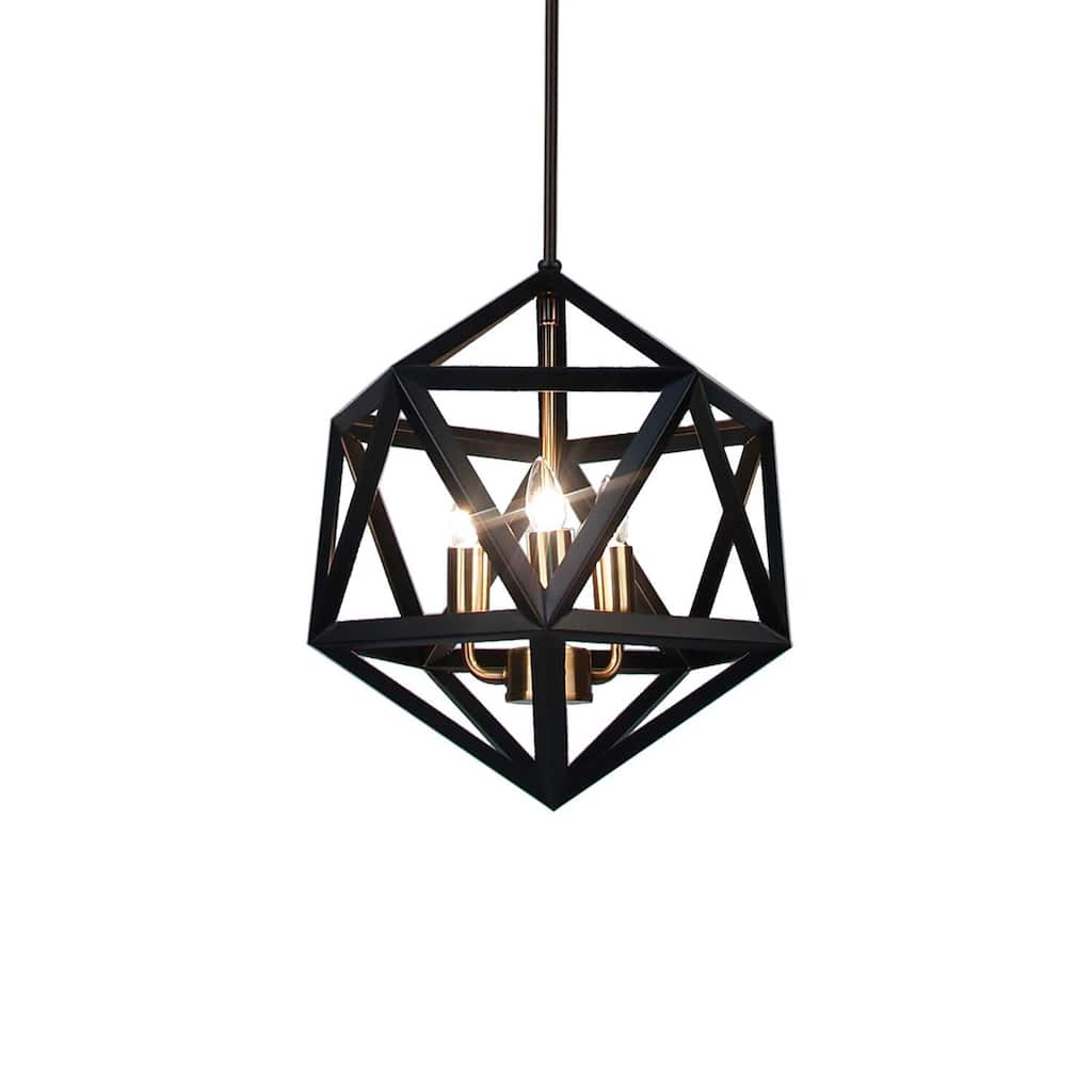3 Light Chandelier Black Metal, Island Oasis Pendant Lighting, Dining Room & Living Room Decor - 14