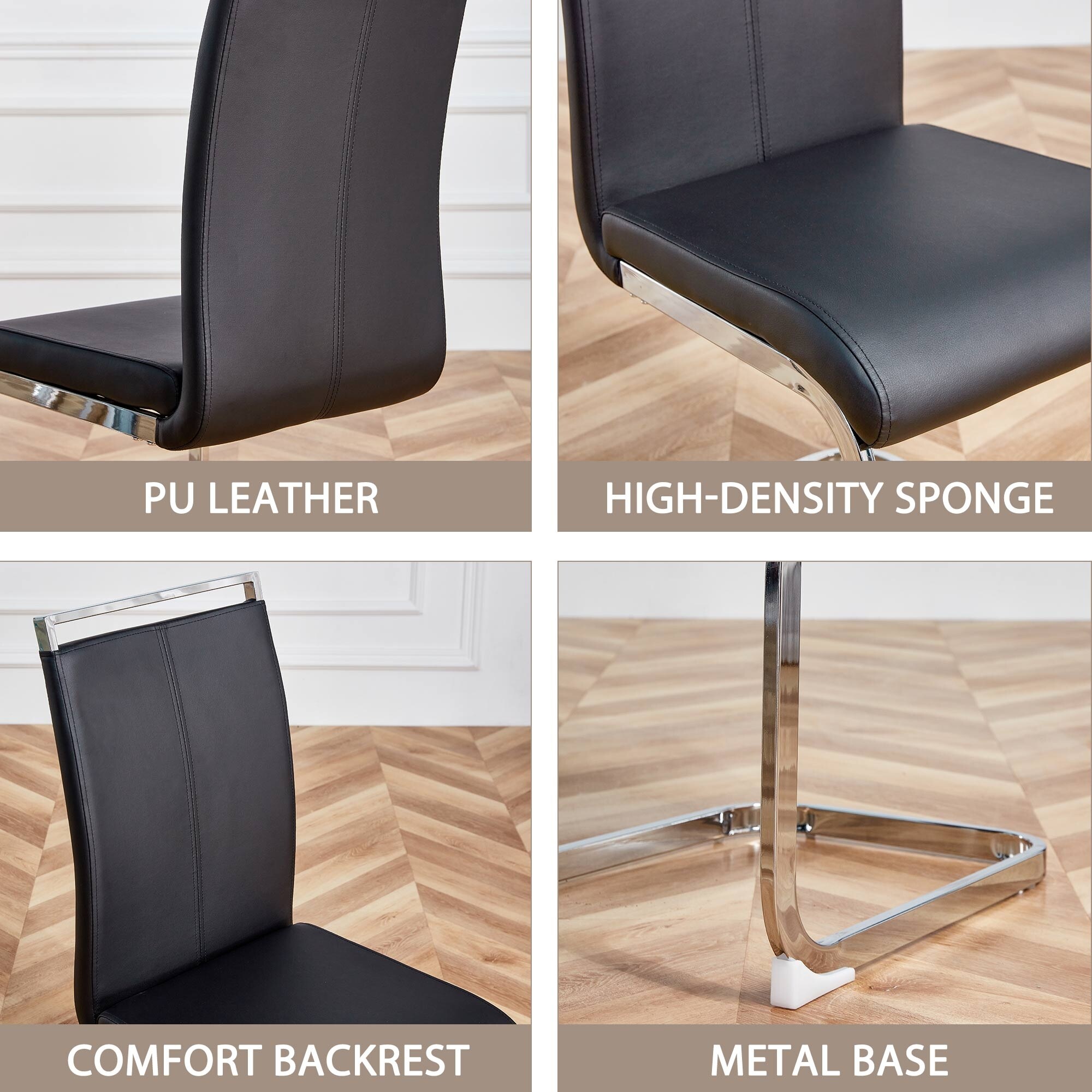 Modern PU Faux Leather Dining Chairs Set of 4 for Contemporary Style-image