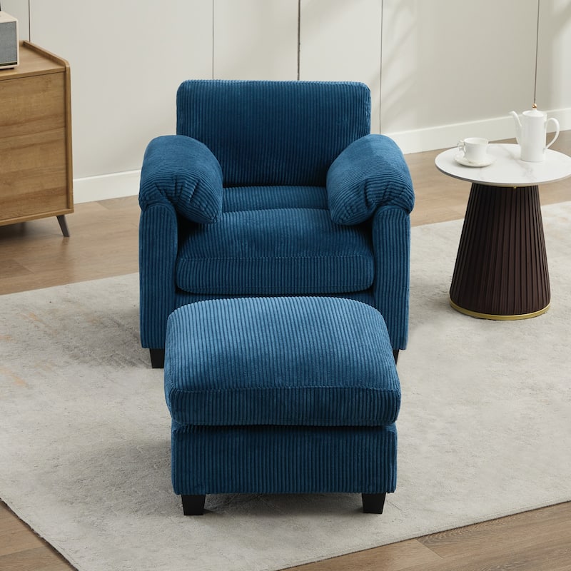 Corduroy Single Sofa Chiar with A Removable Ottoman