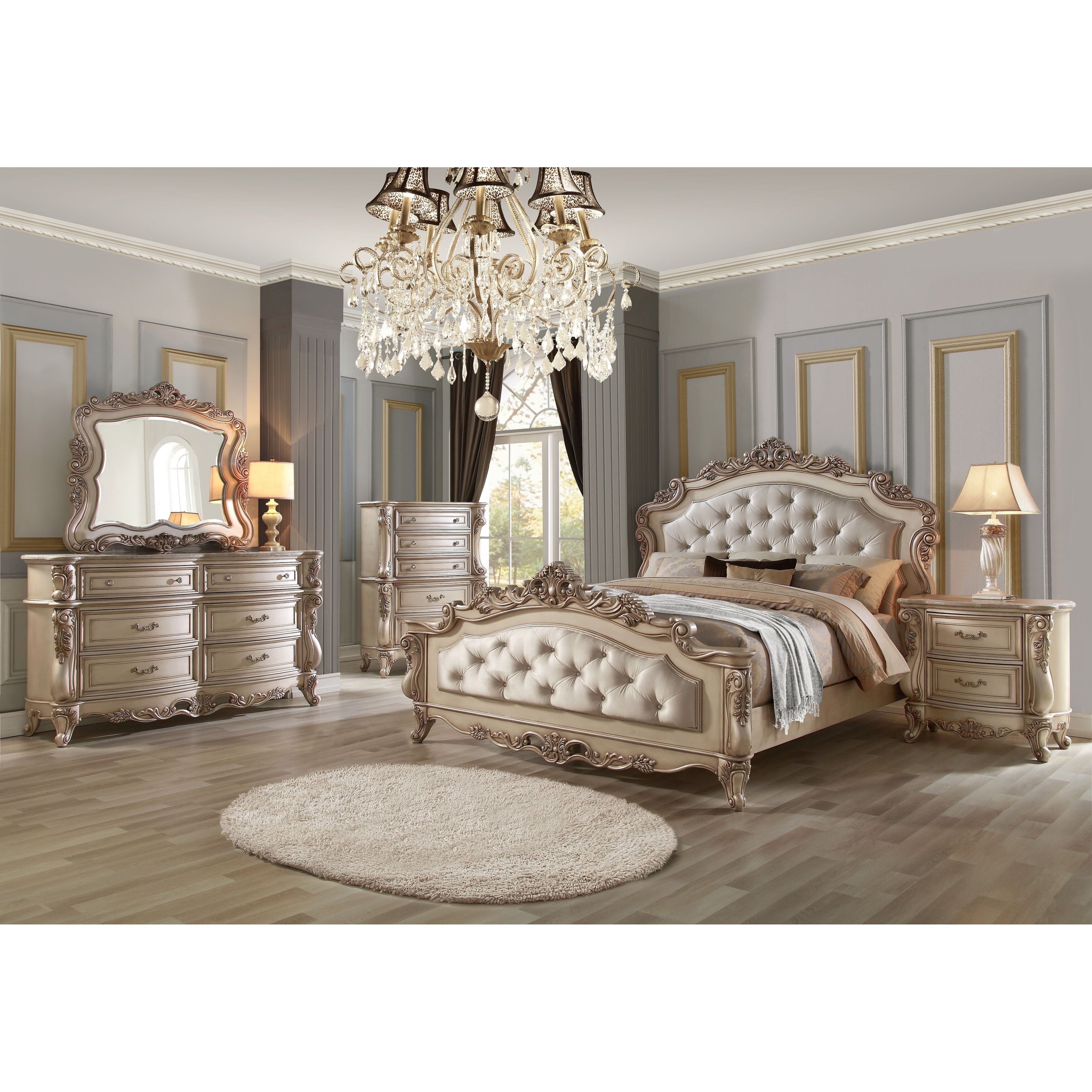 ACME Gorsedd Nightstand, Marble and Gold Ivory - On Sale ACME Gorsedd Nightstand, Marble and Gold Ivory - On Sale