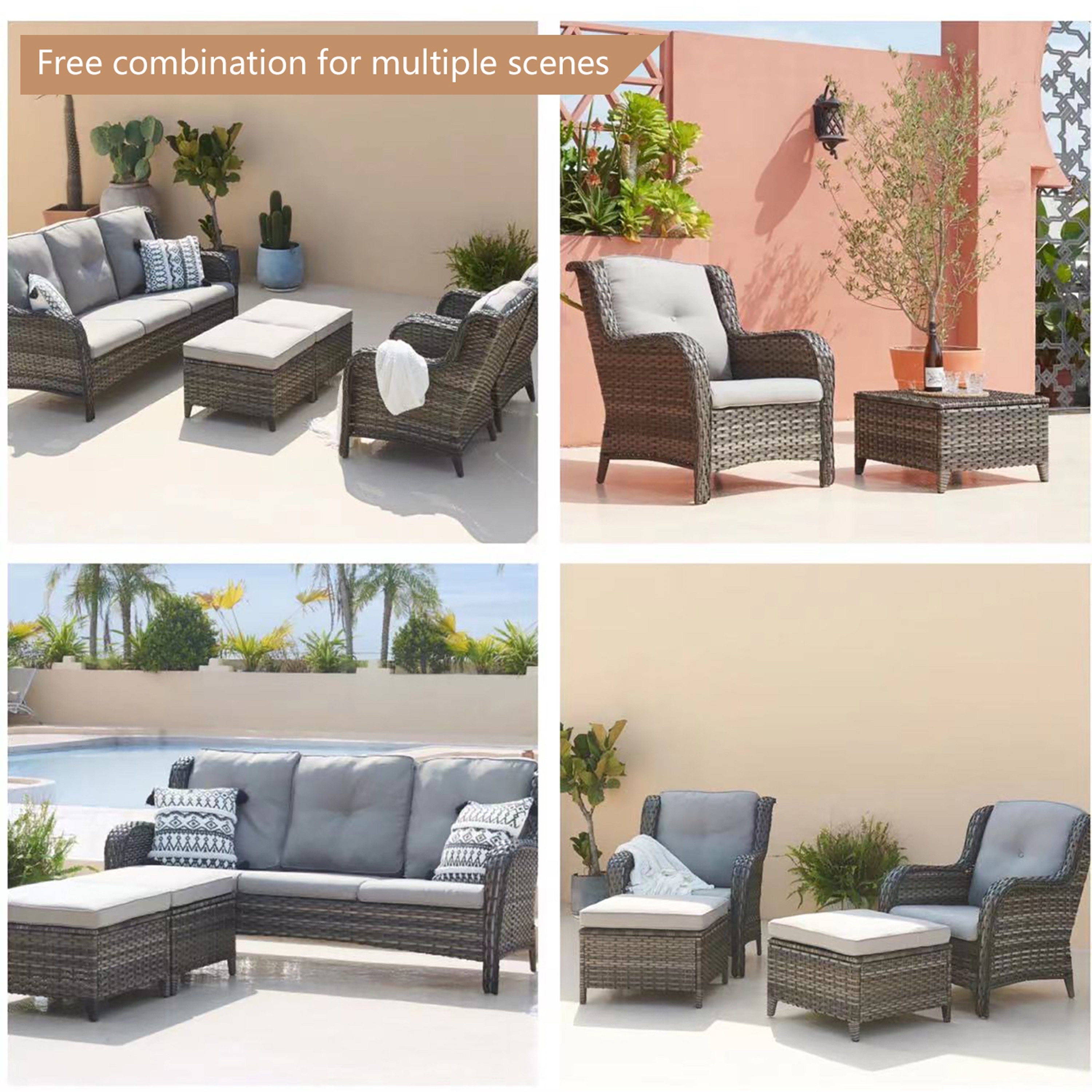 Pocassy 5-Piece Patio Furniture Set with Ottomans