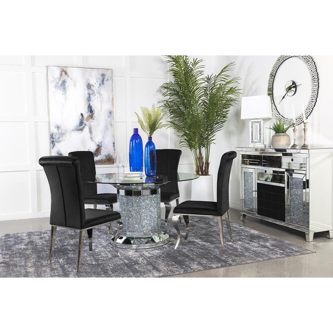 Coaster Furniture Ellie Black Chrome Glass Dining Table Set On