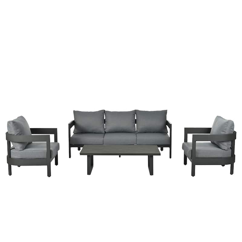 4-Piece Outdoor Seating Set with Thick Cushions