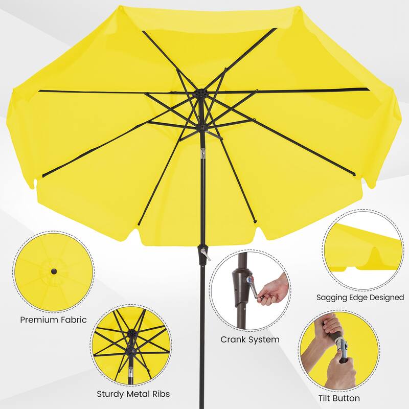 10ft Patio Market Umbrella with UV-Resistant and Sagging Edge Designed