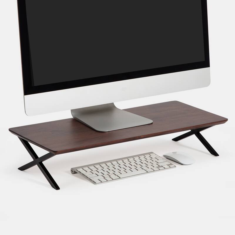Jani Wood Monitor Stand Riser Desk - Ergonomic Design Stand, Desktop Organizer Table for Home, Office Workspace, Gaming Desk - Tan