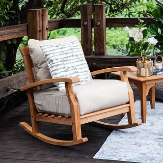 Cambridge Casual Leon Teak Patio Rocking Chair wit