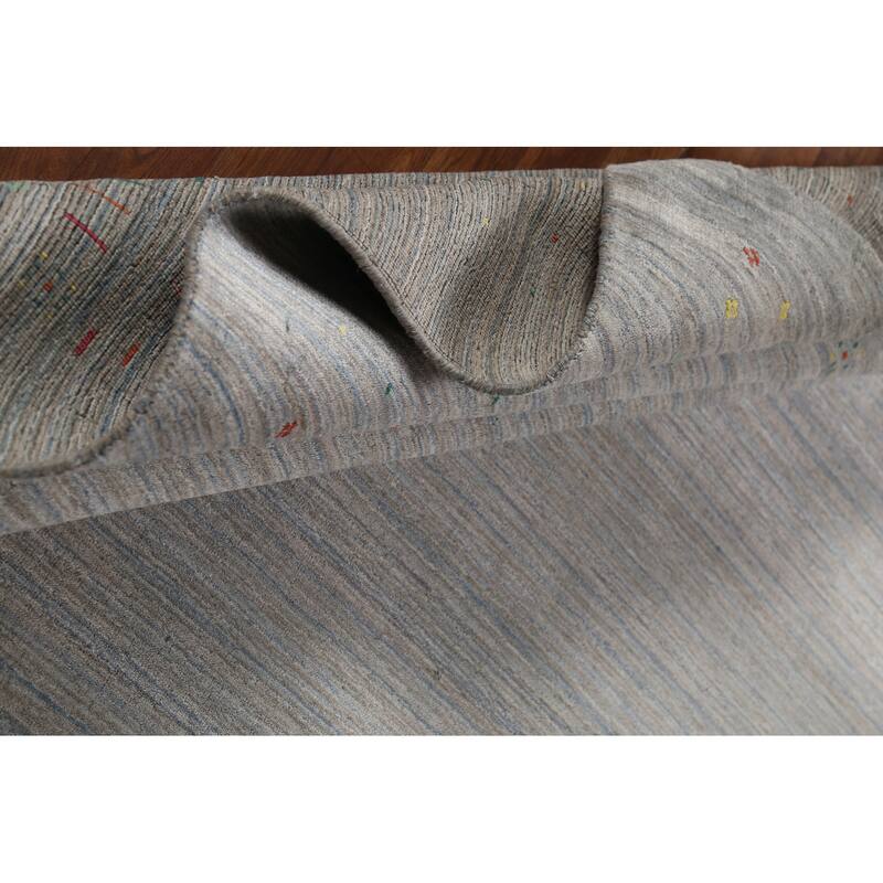 All-Over Striped Gabbeh Oriental Area Rug Hand-Knotted Wool Carpet - 8'2"x 9'9"
