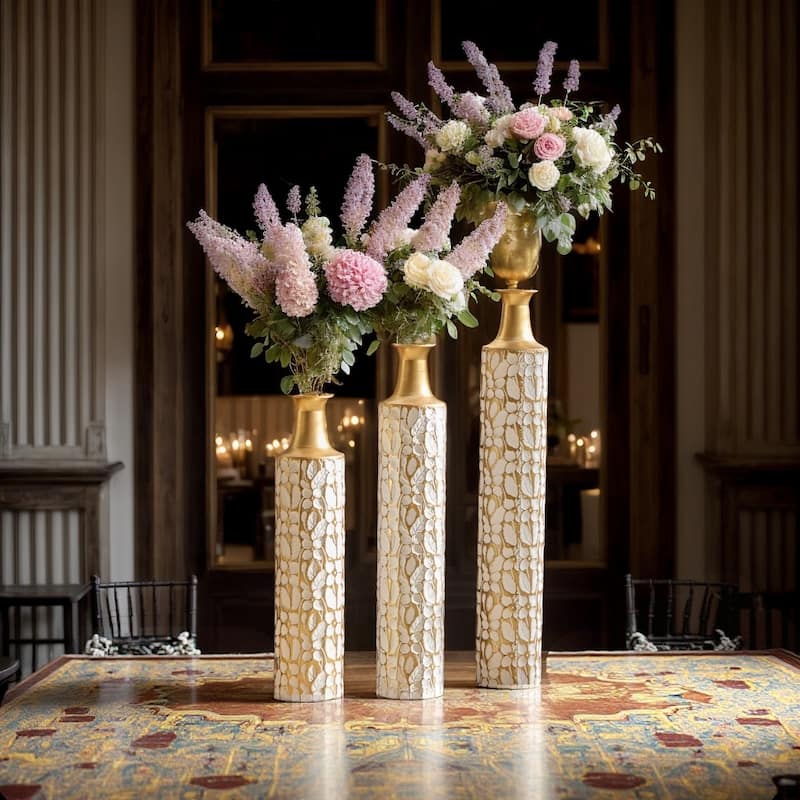 Floor Vases Gold Large Vases - 32/28/24 inch Decorative High Vases Set of 3 for Home Decor Vintage Large Vases