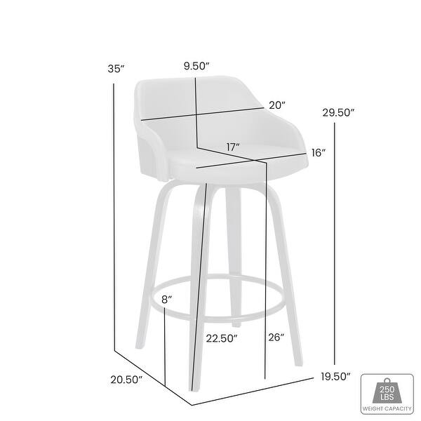 dimension image slide 0 of 2, Alec Upholstered Wood Counter or Bar Swivel Stool