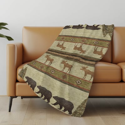 Premium Machine Washable ASB141 Bear Moose Sherpa Throw Blanket