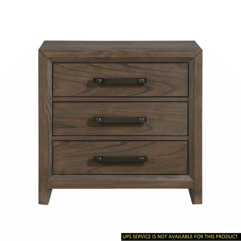 Nightstand of 3 Drawers Classic Design Bedroom Furniture 1pc - Walnut