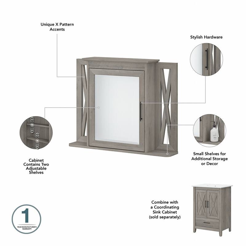 Key West 48W Double Vanity with Sinks and Storage by Bush Furniture