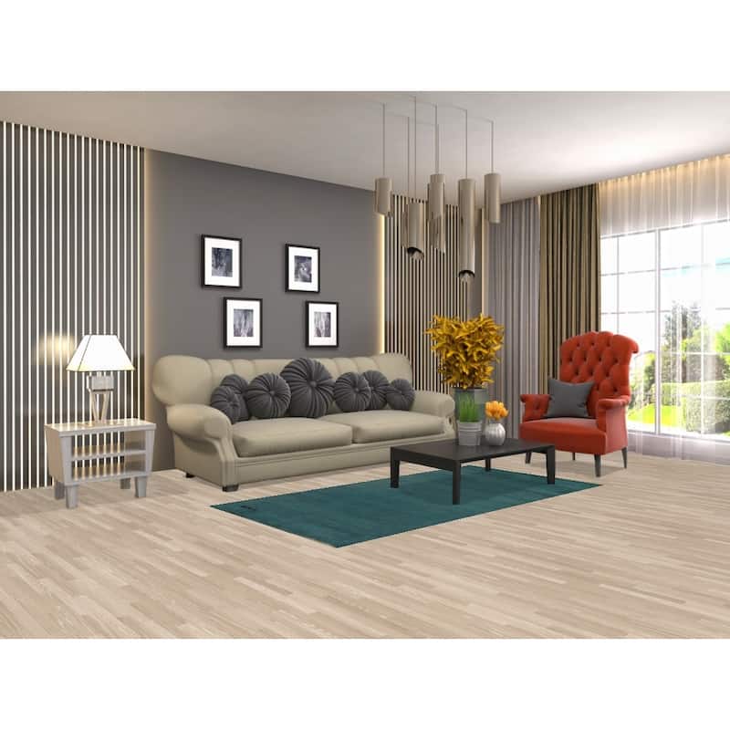 Modern Gabbeh Oriental Foyer Rug Hand-Knotted Blue Wool Carpet - 3'3" x 6'5"