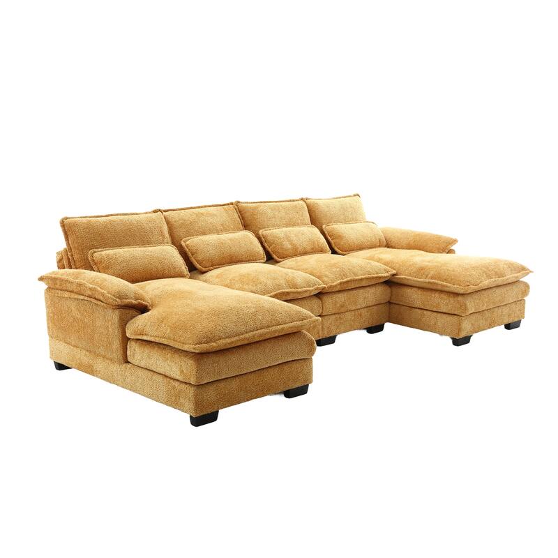 Modern Large chenille Fabric U-Shape Sectional Sofa