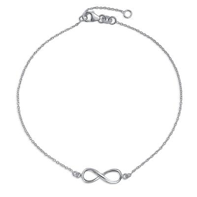 Infinity Love Knot Charm Anklet Ankle Bracelet Sterling Silver 9-10 In