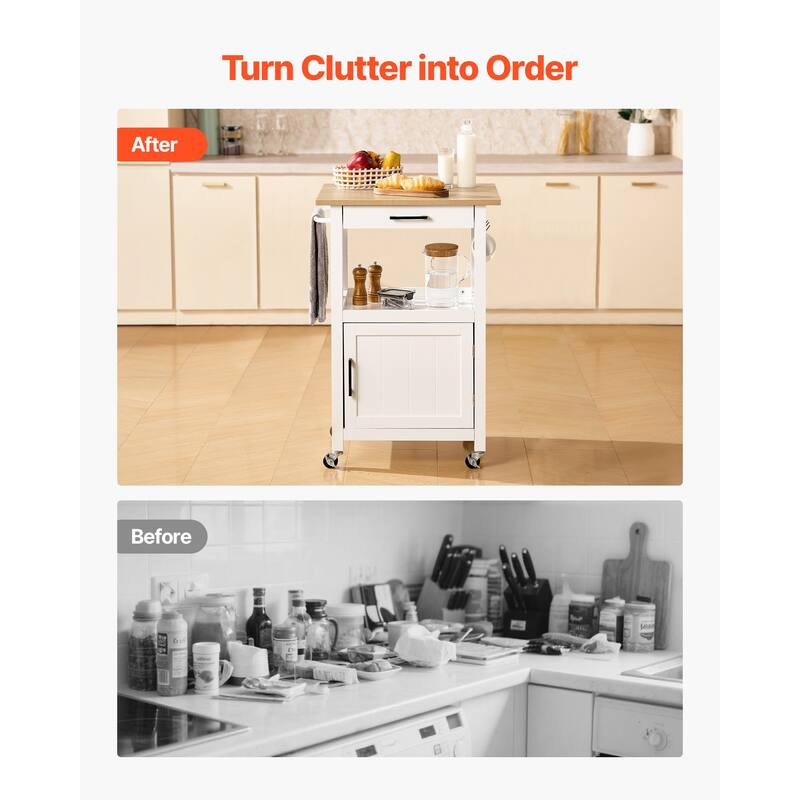 18x23" Kitchen Island Cart Rolling Storage Table with Single Door Cabinet