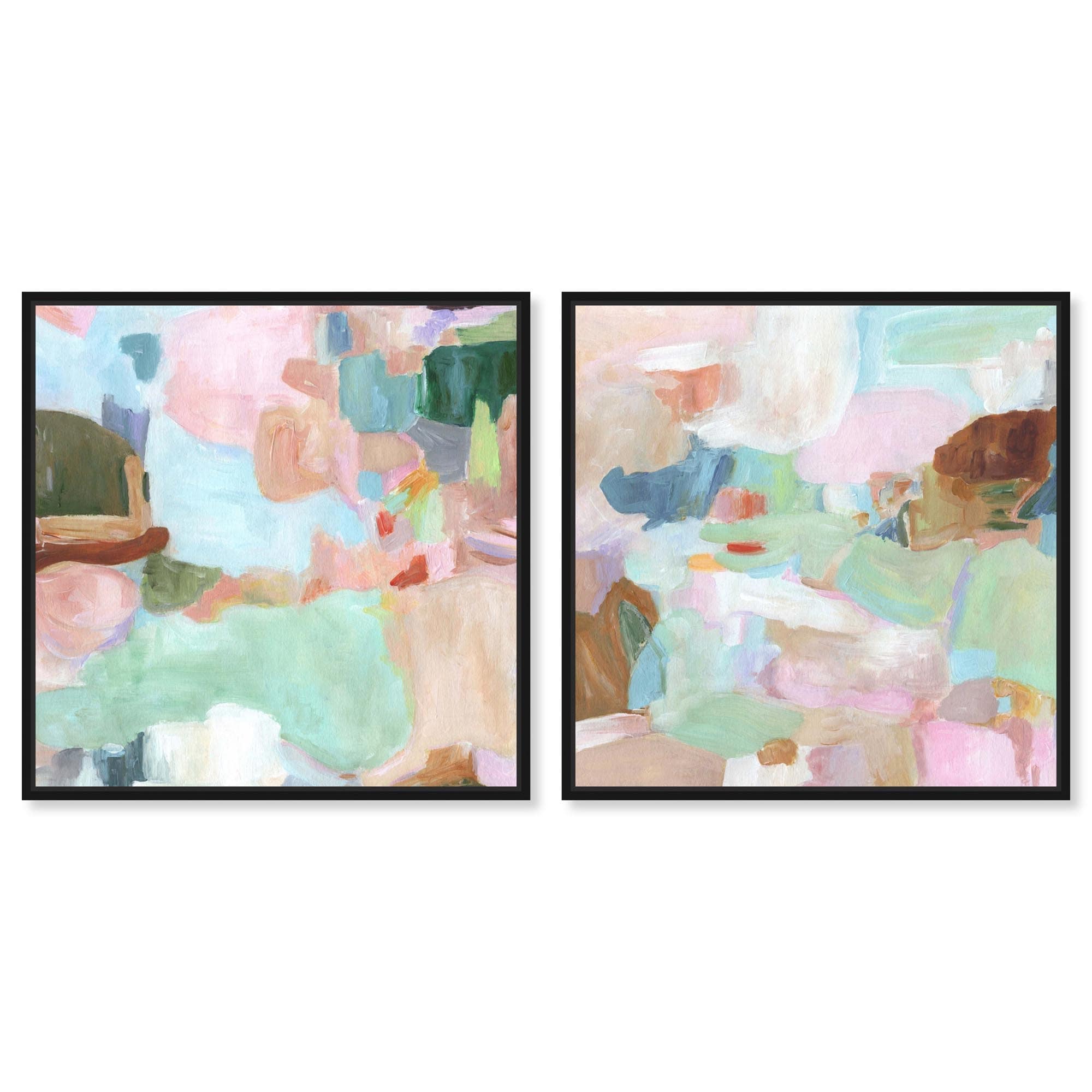 Soft Mirage Abstract Duet Modern Wall Decor Set Canvas Print by Art Remedy